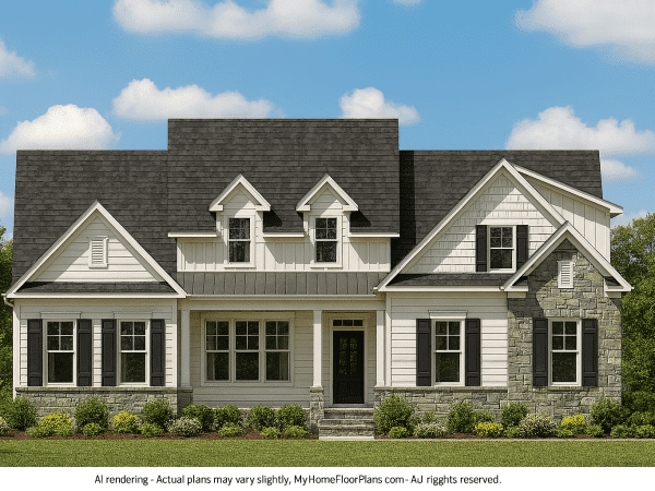 Craftsman Home Plan with 2-Story Design and CAD Blueprint