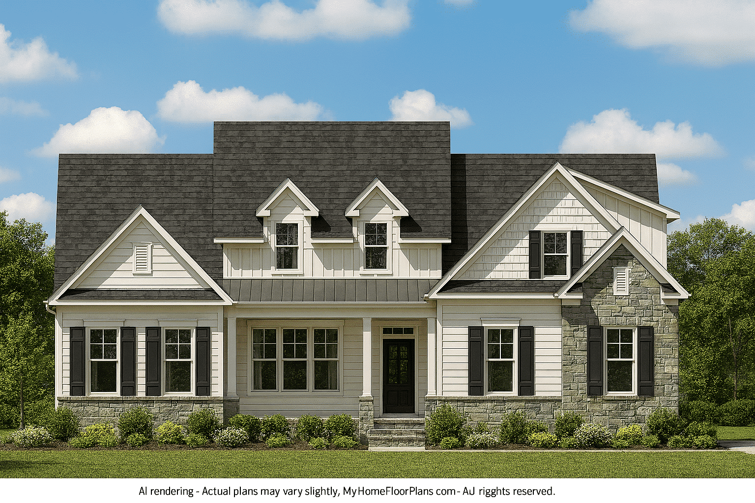 Craftsman Home Plan with 2-Story Design and CAD Blueprint