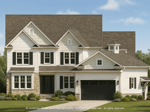 Craftsman Home Plan with 2-Story Floor Plan, CAD Designs & Blueprint