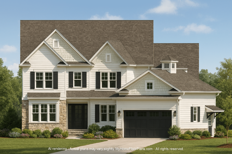 Craftsman Home Plan with 2-Story Floor Plan, CAD Designs & Blueprint