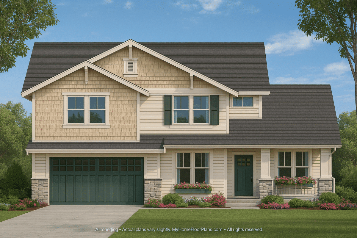 Craftsman Home Plan with 4 Bedrooms and Vaulted Designs