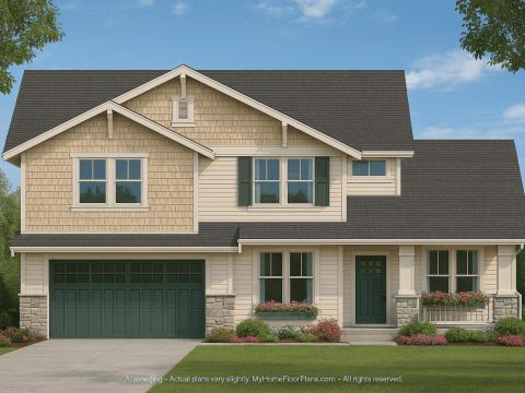 Craftsman Home Plan with 4 Bedrooms and Vaulted Designs