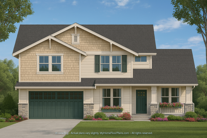 Craftsman Home Plan with 4 Bedrooms and Vaulted Designs