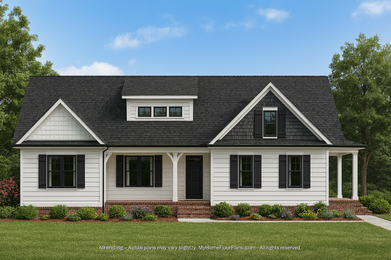 Craftsman Home Plan with Detailed Floor Blueprint and CAD Designs