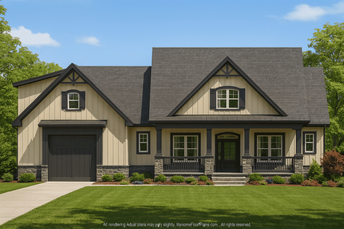 Craftsman Home Plan with Open Floor Blueprint & Unique Designs