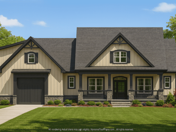 Craftsman Home Plan with Open Floor Blueprint & Unique Designs