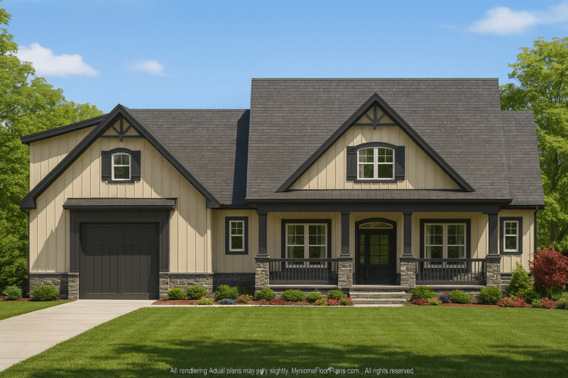 Craftsman Home Plan with Open Floor Blueprint & Unique Designs