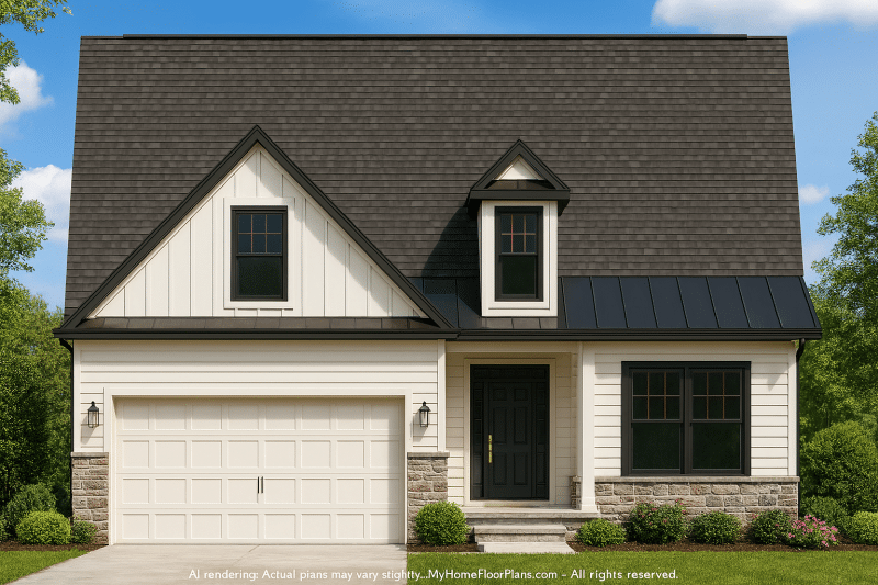 Craftsman Home Plan with Open Floor Blueprint and Bonus Spaces