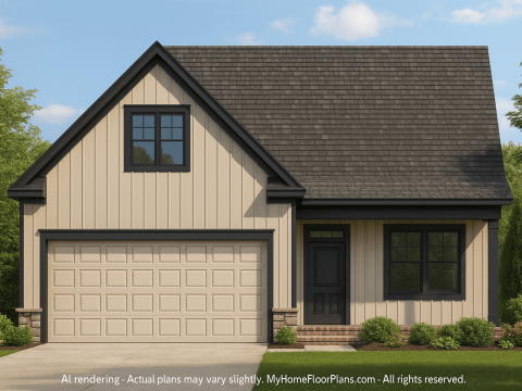 Craftsman Home Plan with Open Floor Layout 1.5 Story CAD Design