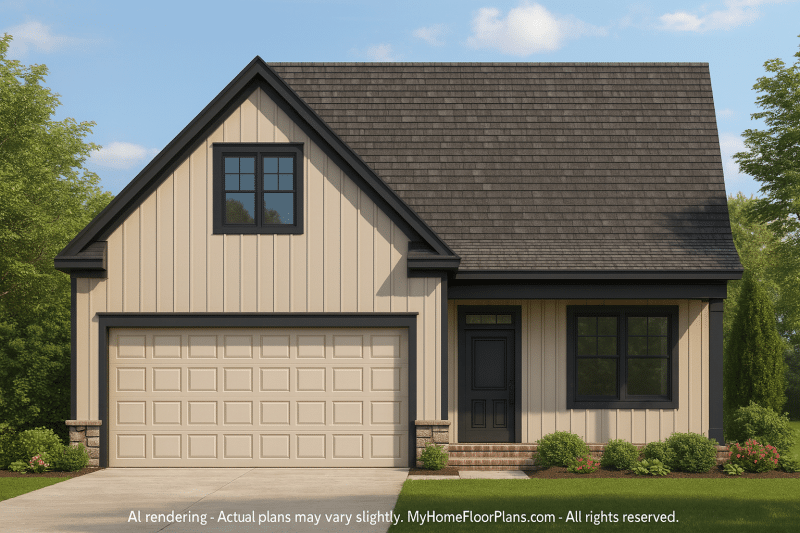 Craftsman Home Plan with Open Floor Layout 1.5 Story CAD Design