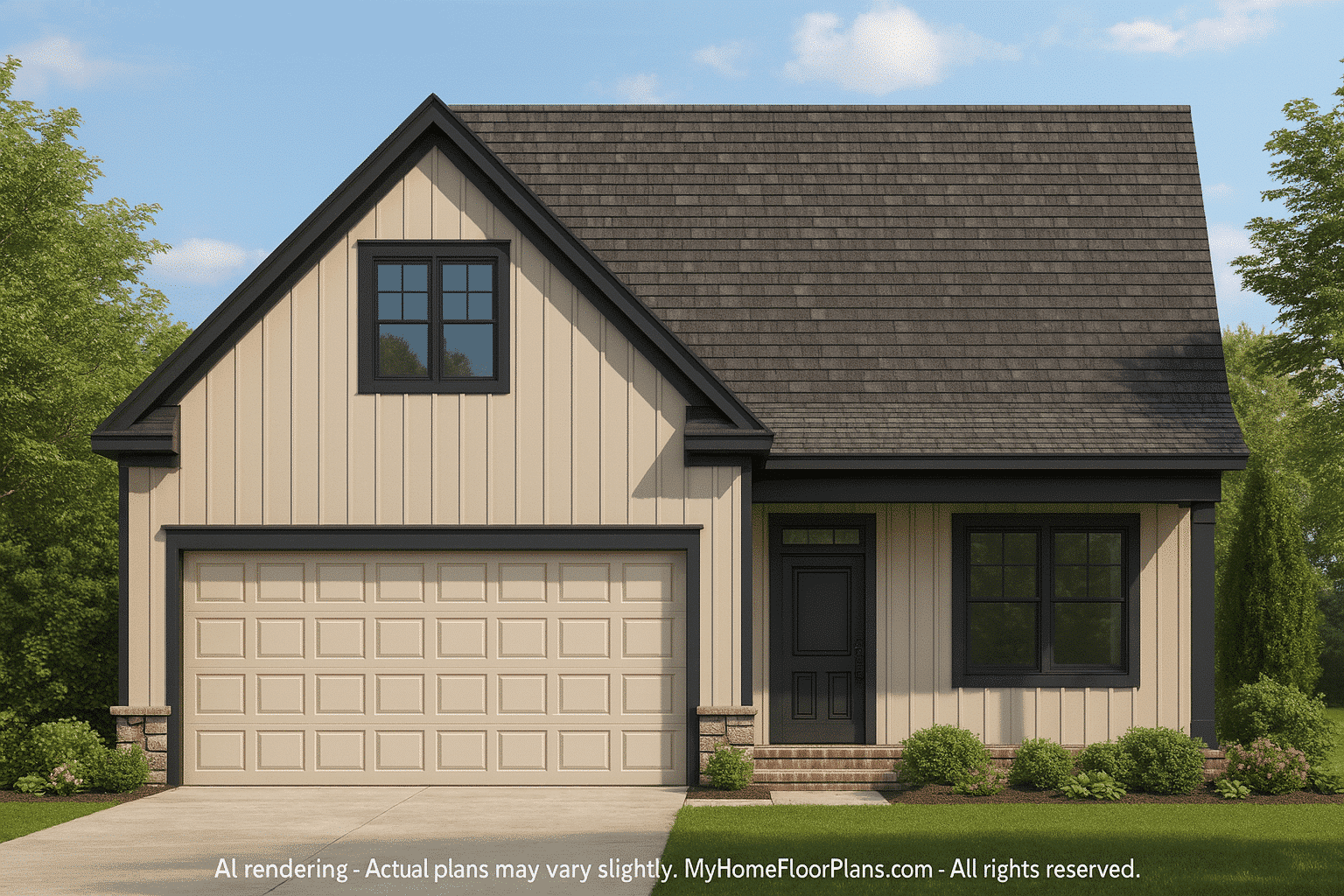 Craftsman Home Plan with Open Floor Layout 1.5 Story CAD Design