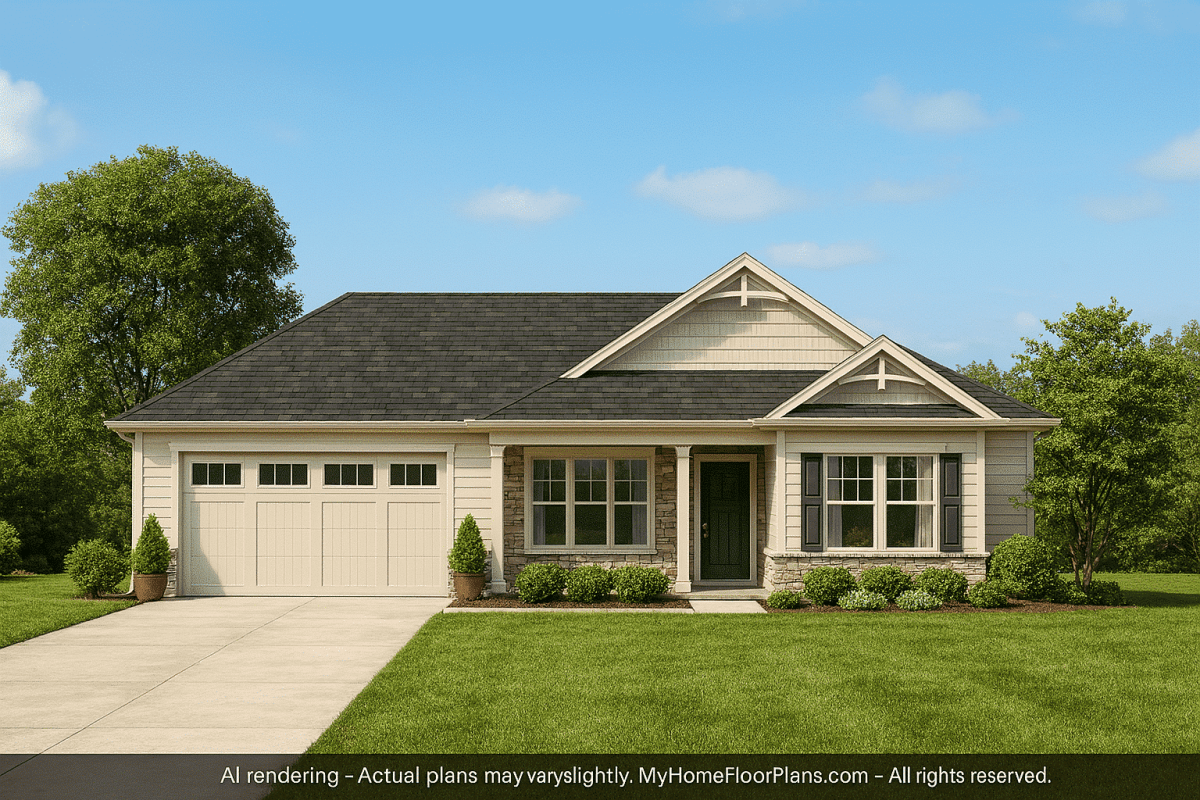 Craftsman Home Plan with Open Floor Layout and 2-Car Garage