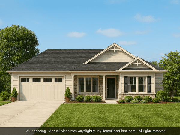 Craftsman Home Plan with Open Floor Layout and 2-Car Garage