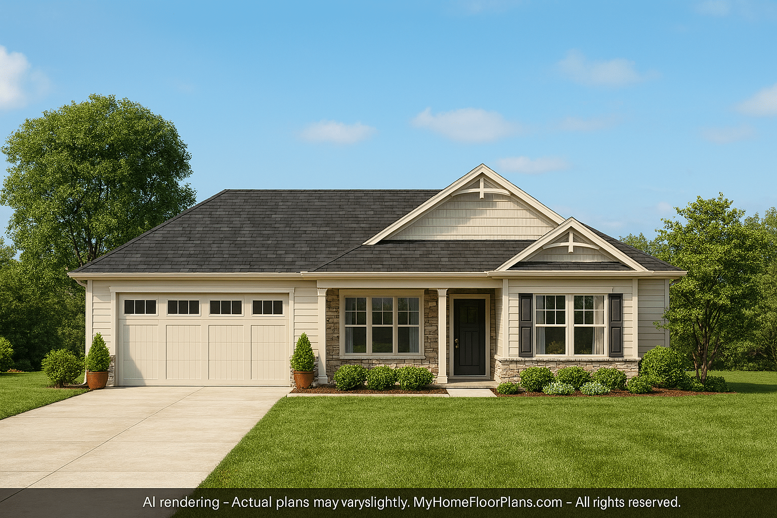 Craftsman Home Plan with Open Floor Layout and 2-Car Garage