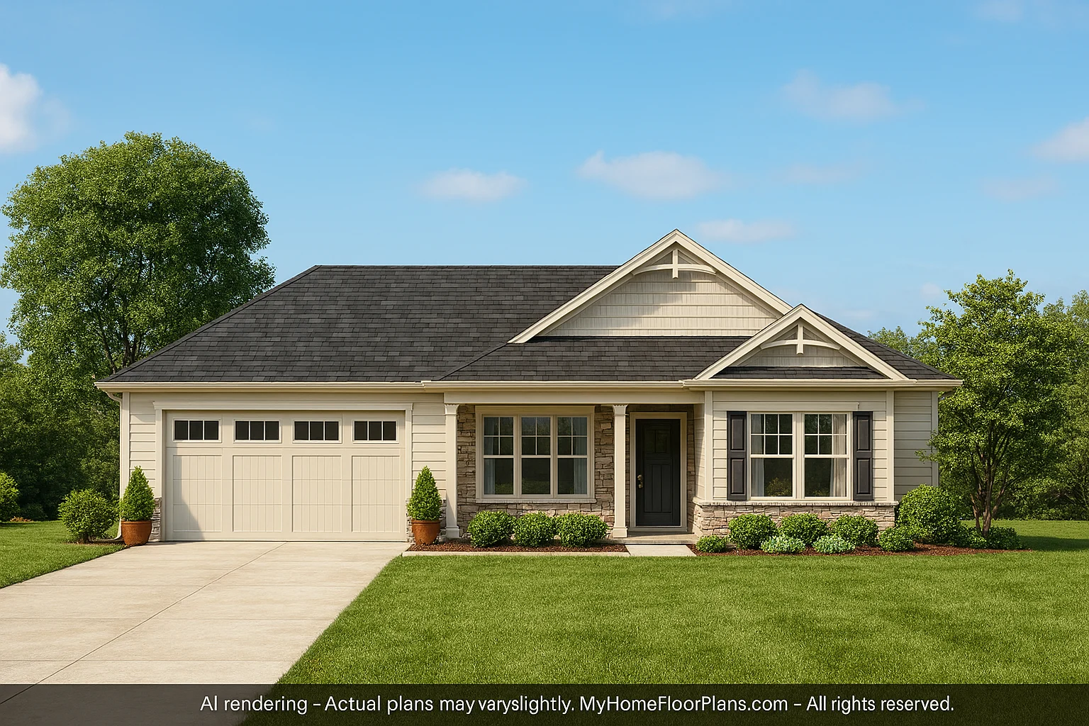 Craftsman Home Plan with Open Floor Layout and 2-Car Garage