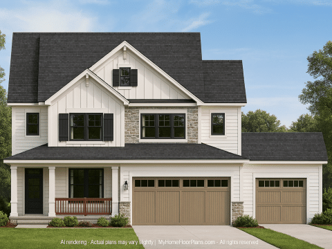 Craftsman Home Plan with Open Floor Plan and 2-Car Garage