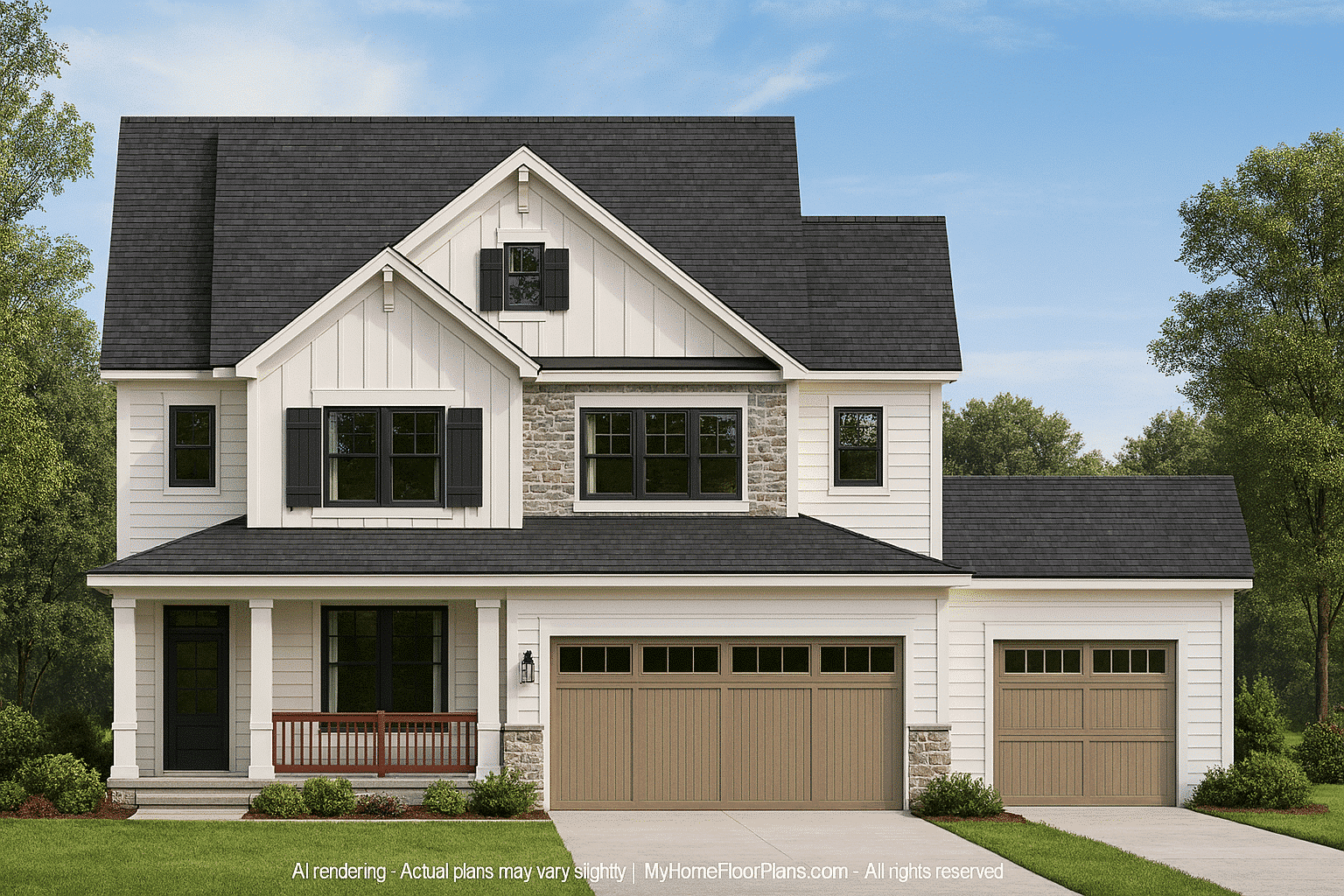 Craftsman Home Plan with Open Floor Plan and 2-Car Garage