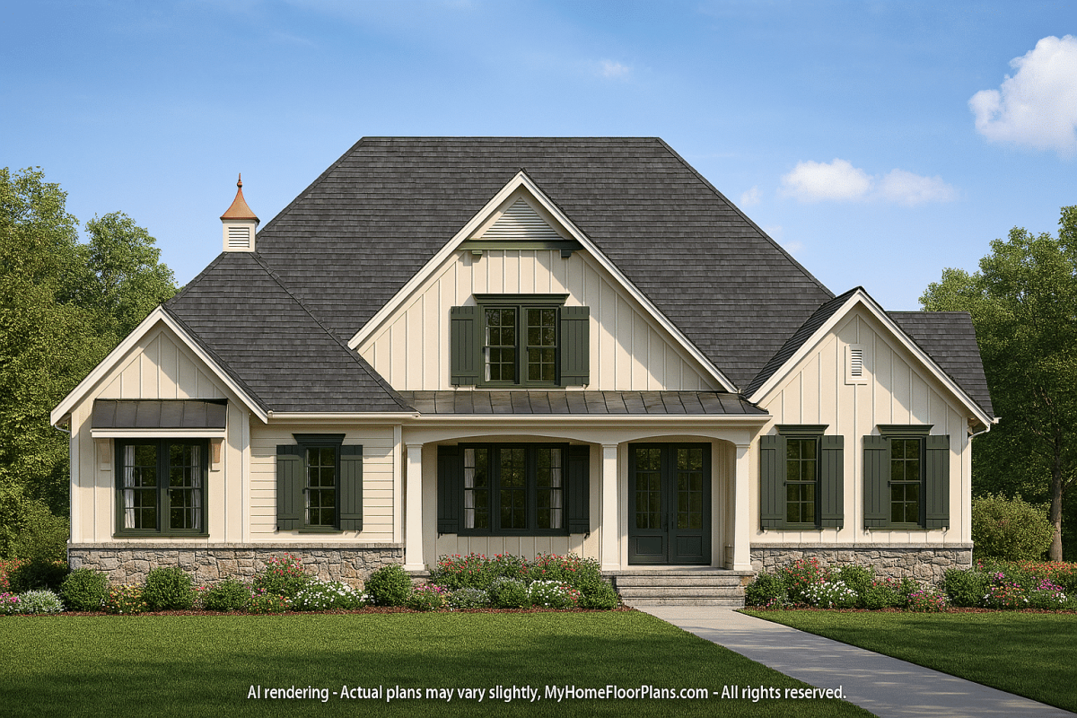 Craftsman Home Plan with Spacious Floor Designs and CAD Blueprint