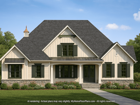 Craftsman Home Plan with Spacious Floor Designs and CAD Blueprint