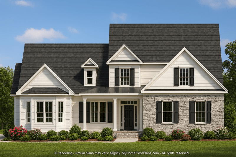 Craftsman Home Plan with Spacious Floor Plan and CAD Blueprint