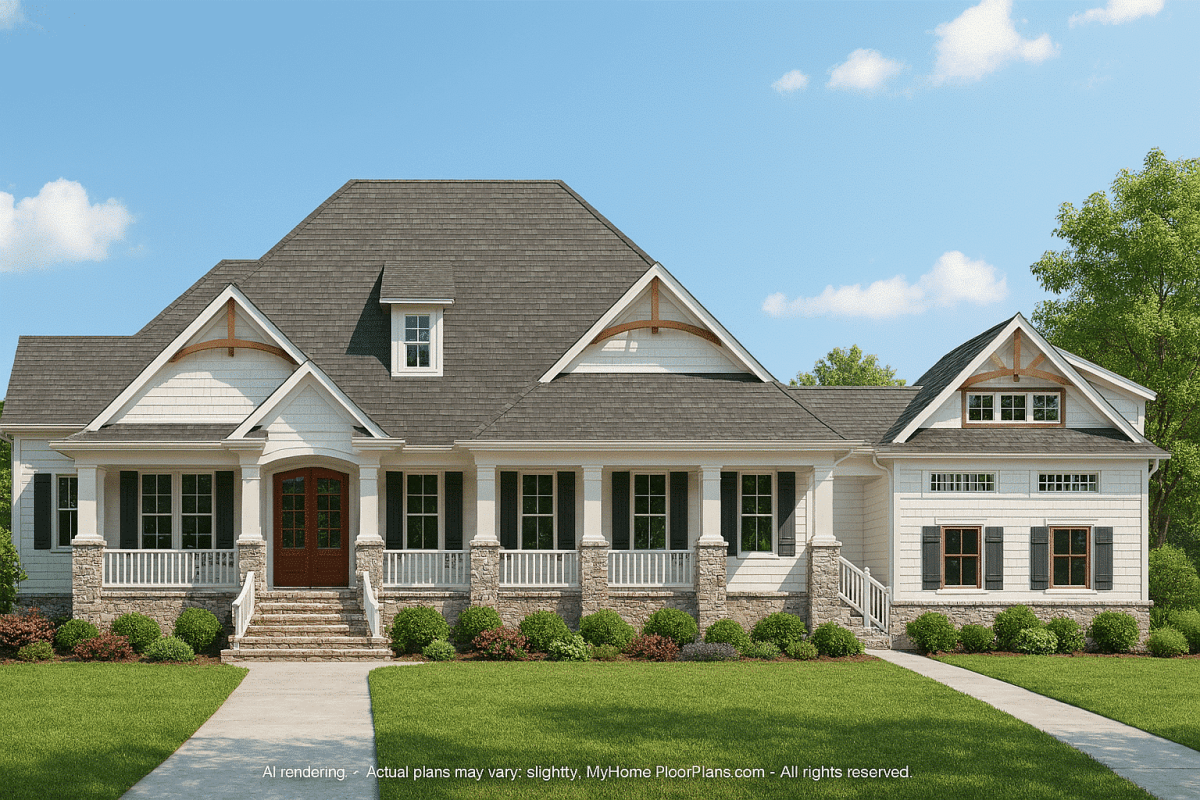 Craftsman Home Plan with Spacious Floor Plan and CAD Designs