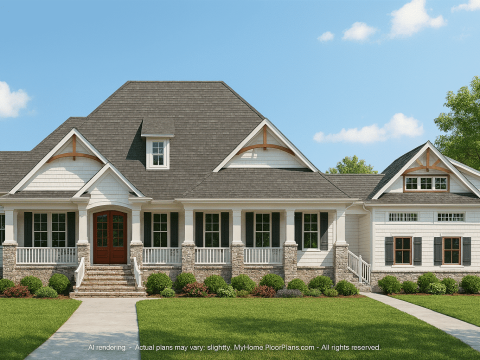 Craftsman Home Plan with Spacious Floor Plan and CAD Designs