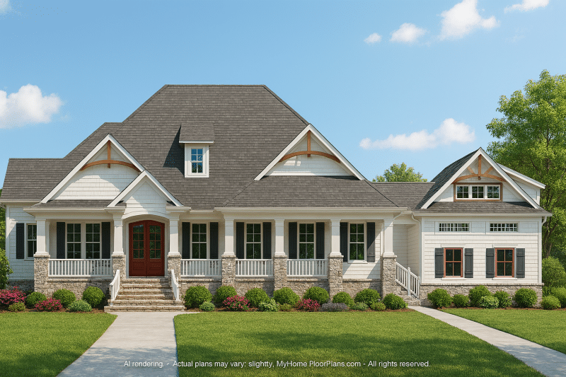 Craftsman Home Plan with Spacious Floor Plan and CAD Designs