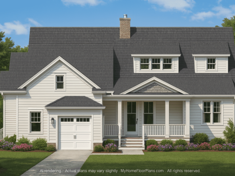 Craftsman House Floor Plan with 5 Bedrooms, 4 Baths & 3-Car Garage