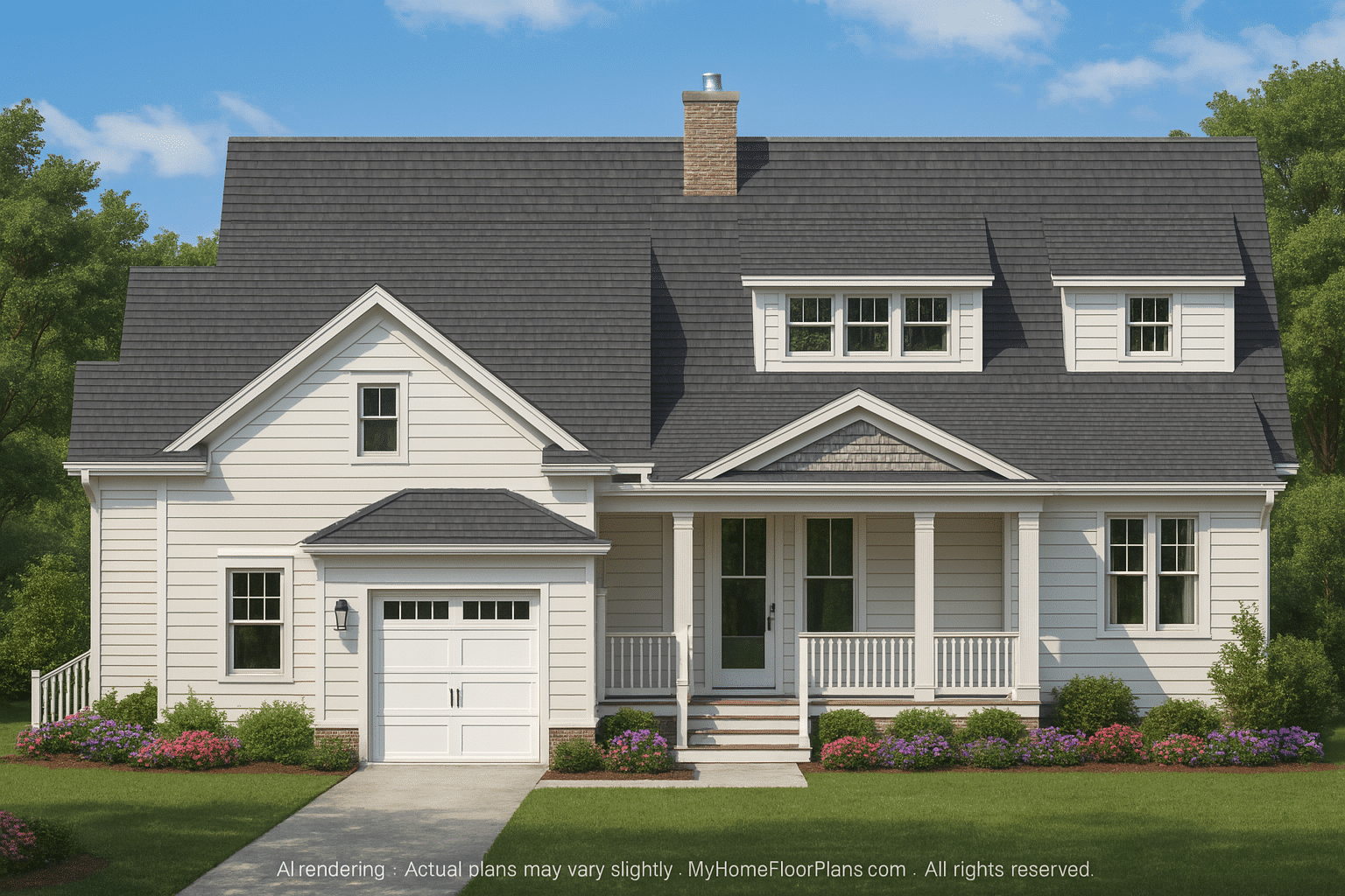 Craftsman House Floor Plan with 5 Bedrooms, 4 Baths & 3-Car Garage