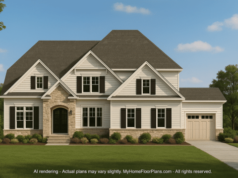 Craftsman House Plan with 3 Stories and 5 Bedrooms
