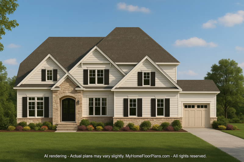 Craftsman House Plan with 3 Stories and 5 Bedrooms