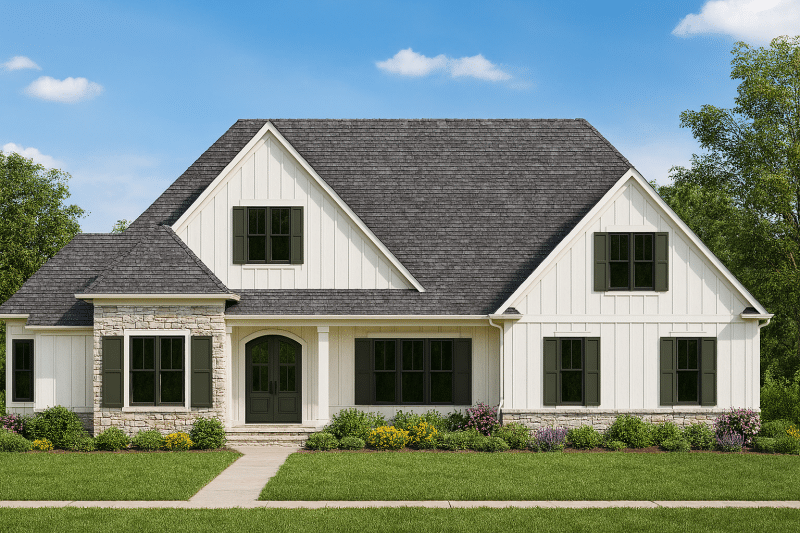 Craftsman House Plan with Open Layout, 4 Bedrooms, and Sunroom