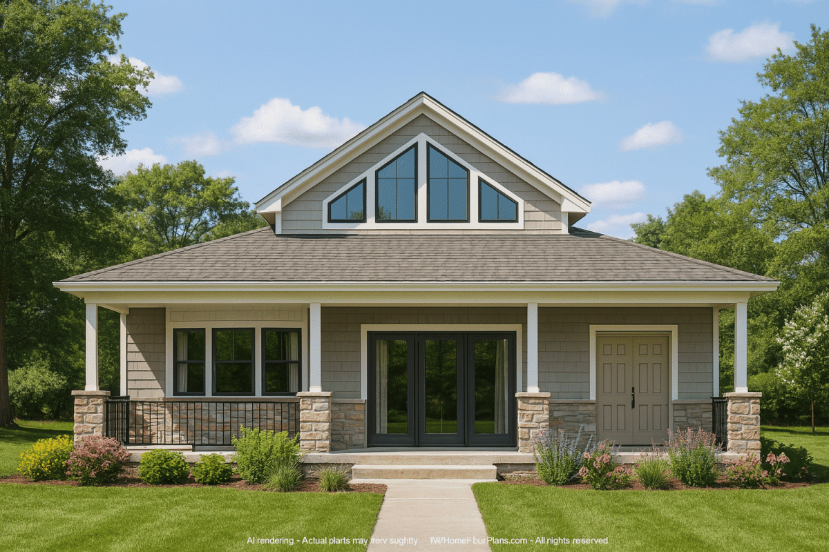 Craftsman Pool House Plan with Vaulted Ceilings and Open Layout
