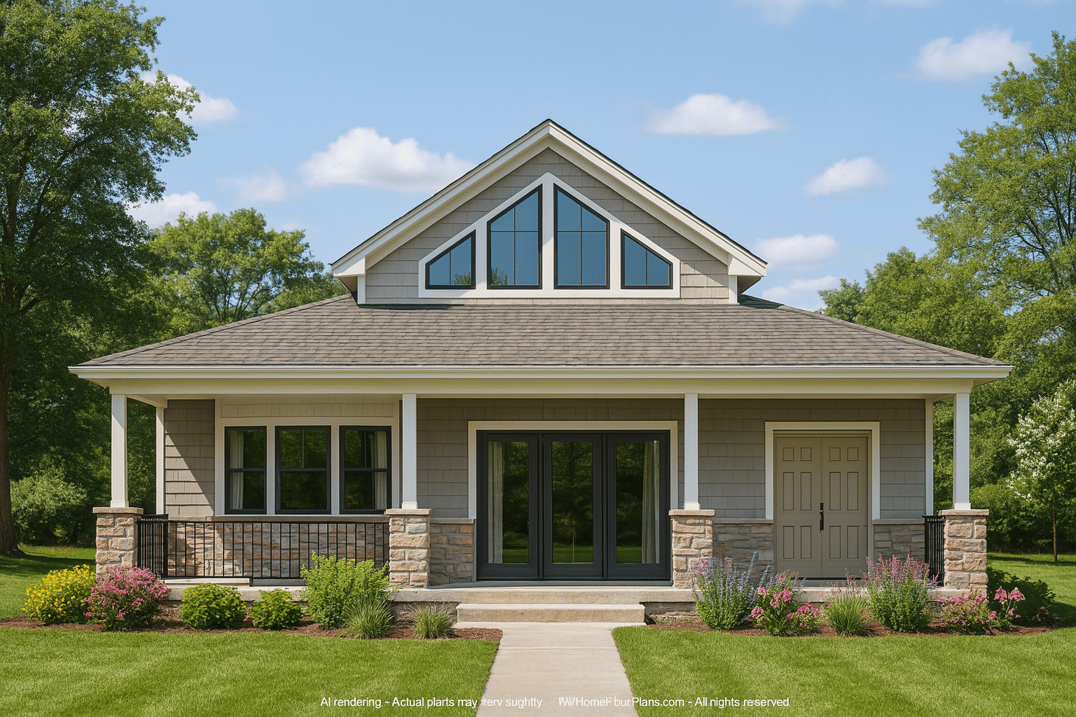 Craftsman Pool House Plan with Vaulted Ceilings and Open Layout