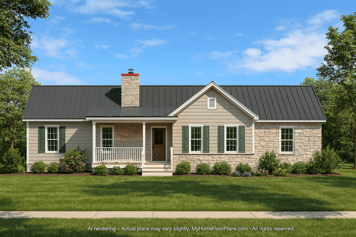 Craftsman Ranch Home Plan with Vaulted Ceilings and Open Floor Design