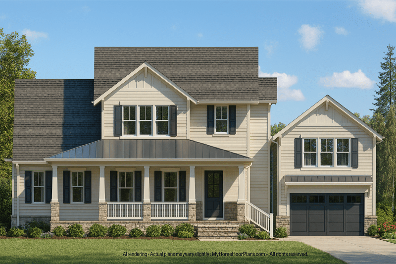 Craftsman-Style Home Plan with Open Floor Designs and CAD Blueprints