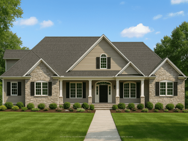 Custom 1.5-Story Craftsman House Plan with Vaulted Ceilings & Open Layout
