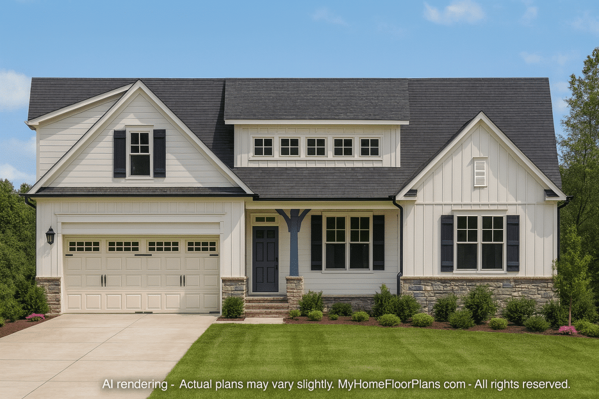 Custom 2-Story House Plan with 3 Bedrooms, 3.5 Baths & Craftsman Charm
