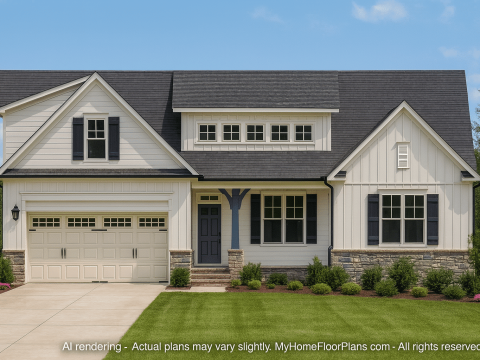 Custom 2-Story House Plan with 3 Bedrooms, 3.5 Baths & Craftsman Charm