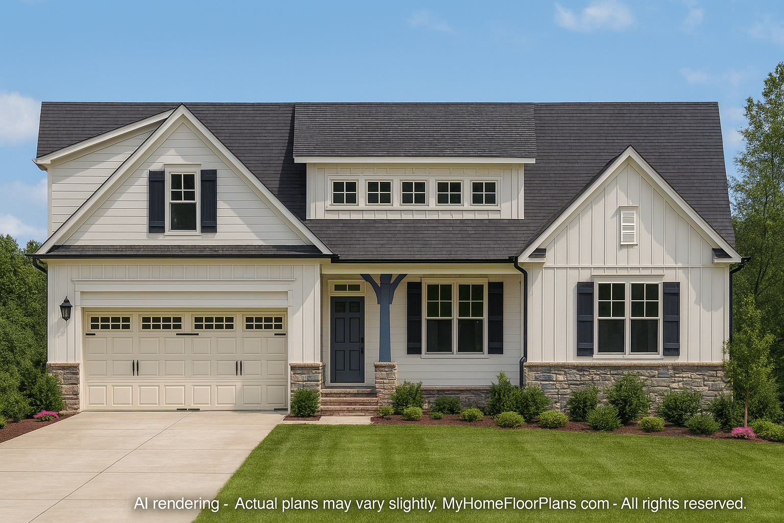 Custom 2-Story House Plan with 3 Bedrooms, 3.5 Baths & Craftsman Charm