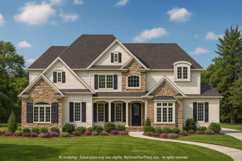 Custom 2-Story House Plan with 5 Bedrooms & CAD Blueprints