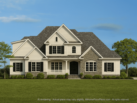 Custom 2-Story House Plan with Vaulted Ceilings and CAD Blueprints