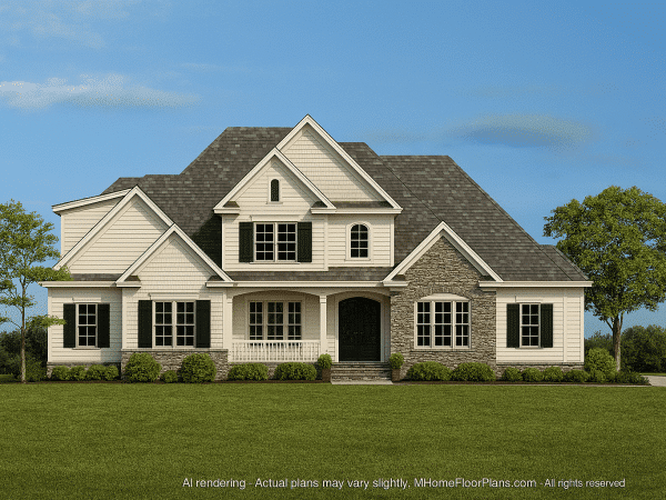 Custom 2-Story House Plan with Vaulted Ceilings and CAD Blueprints