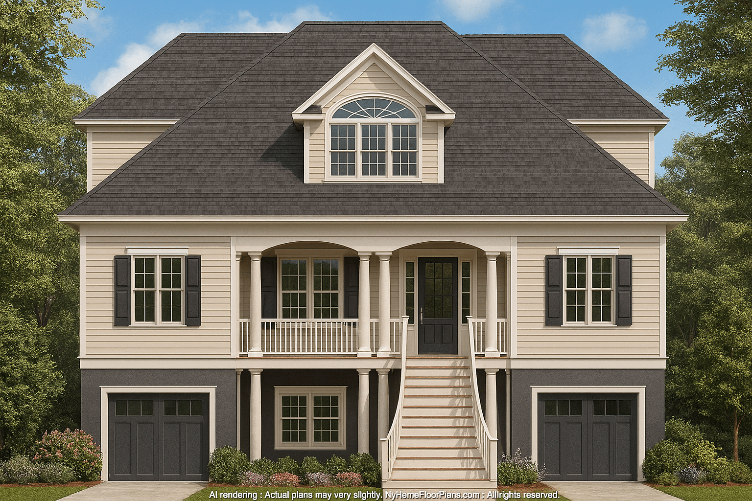 Custom Beach House Plan with Open Floor Plan and 3 Bedrooms