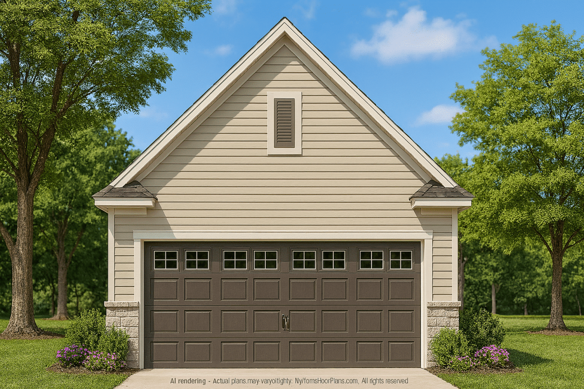 Custom Detached Garage Plan – 2 Bays, 623 Sq. Ft. with Classic Siding Exterior