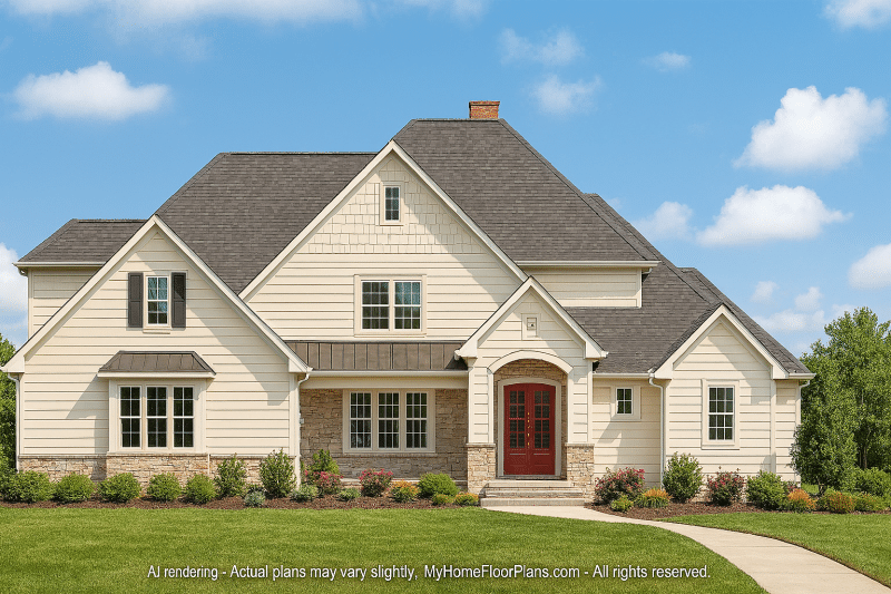 Custom Garage Home Plan with Living Space Blueprint & CAD Designs
