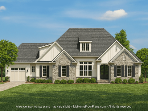 Custom Home Design with Vaulted Ceilings, 4 Bedrooms & CAD Blueprints