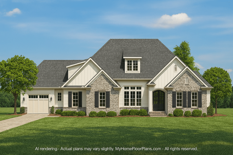 Custom Home Design with Vaulted Ceilings, 4 Bedrooms & CAD Blueprints
