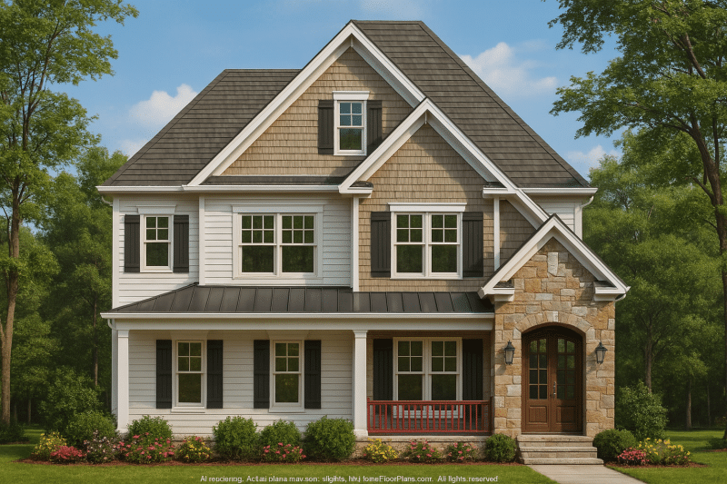 Custom Home Floor Plan with CAD Blueprints and Craftsman Design
