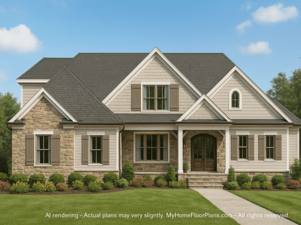 Customizable 2-Story Home Plan with 5 Bedrooms and CAD Blueprints